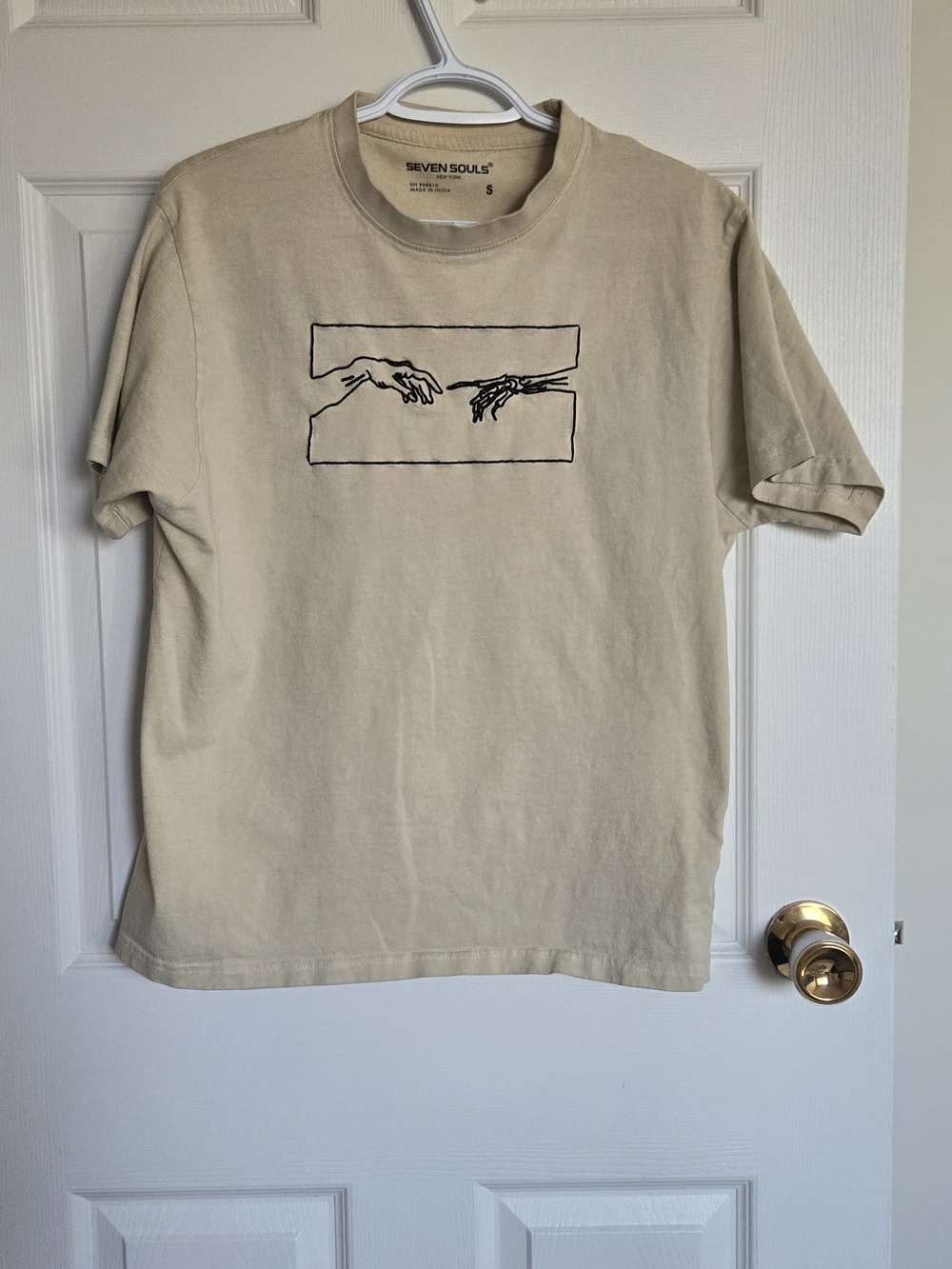 Seven Souls Beige Graphic Tee - Men's Casual Shirt